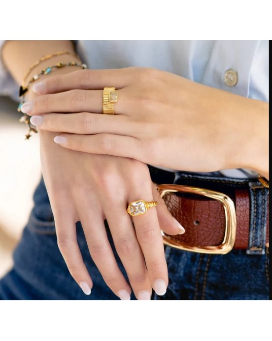 Anillo acero con circonita de Anartxy