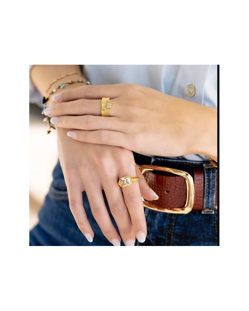 Anillo acero con circonita de Anartxy