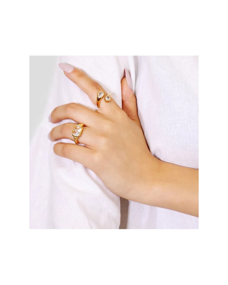Anillo acero con circonita de Anartxy