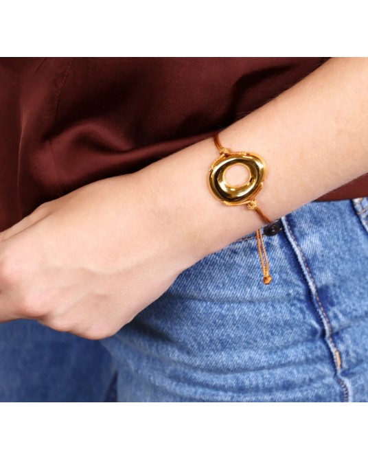 Pulsera cuerda y pieza acero de Anartxy