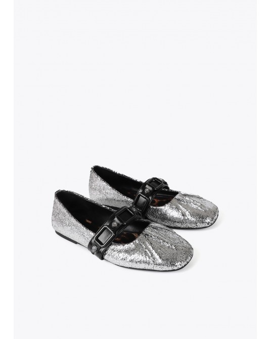 Bailarina metalizada fruncida plateada de Lola Casademunt