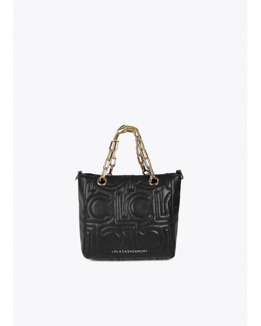 Shopper acolchado negro mini de Lola Casademunt