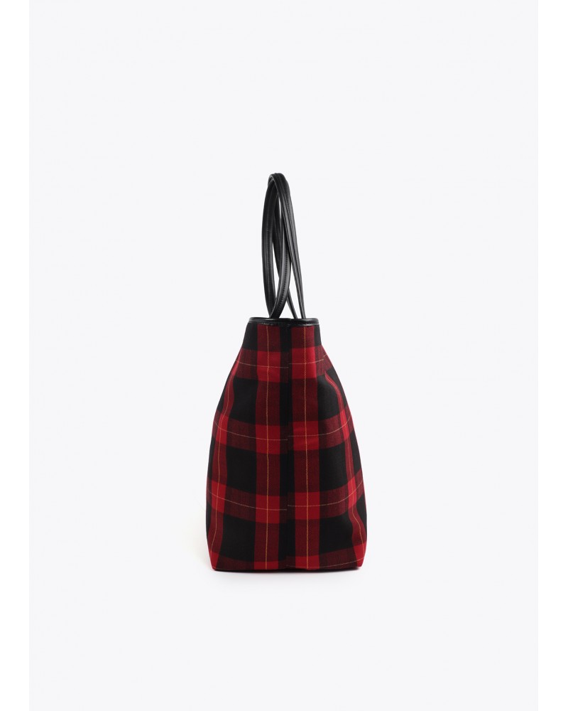 Bolso shopper cuadros con escudo de Lola Casademunt
