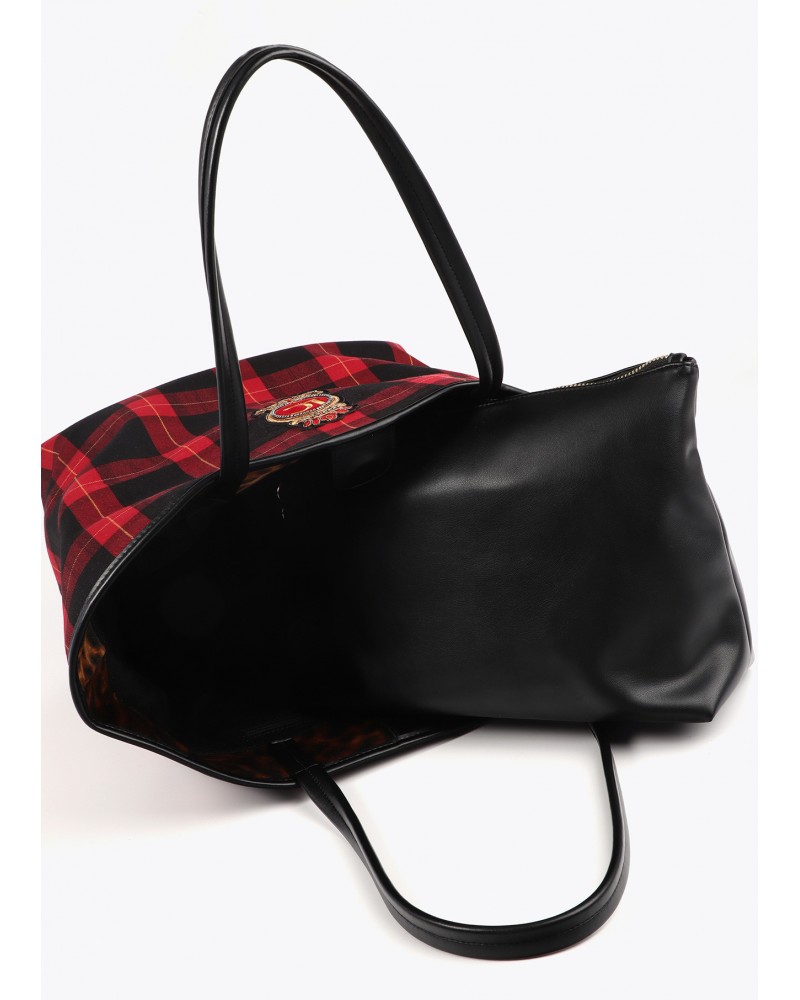 Bolso shopper cuadros con escudo de Lola Casademunt