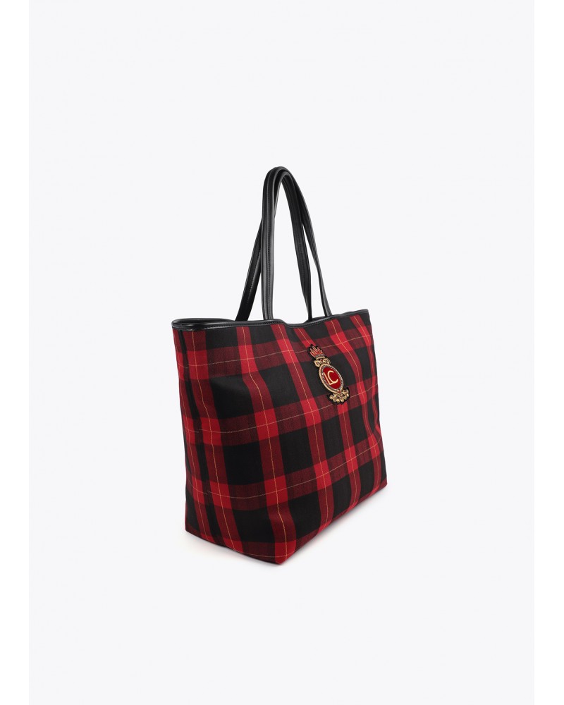 Bolso shopper cuadros con escudo de Lola Casademunt