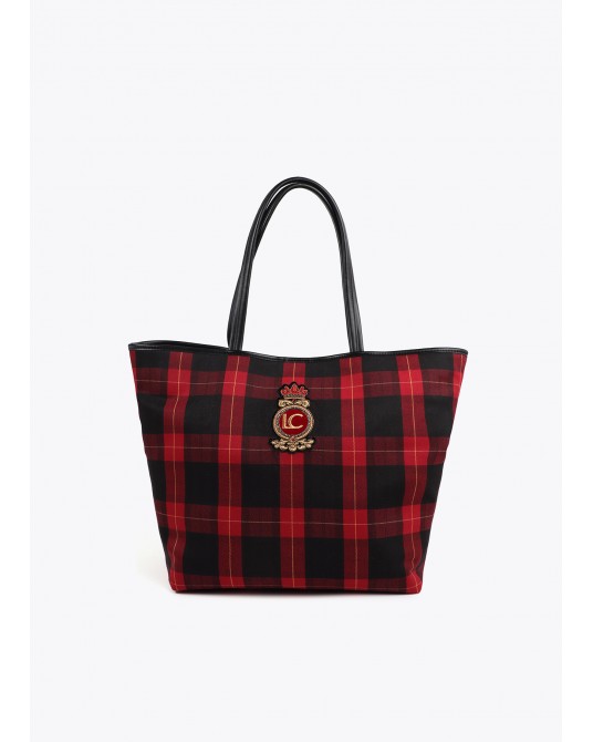 Bolso shopper cuadros con escudo de Lola Casademunt