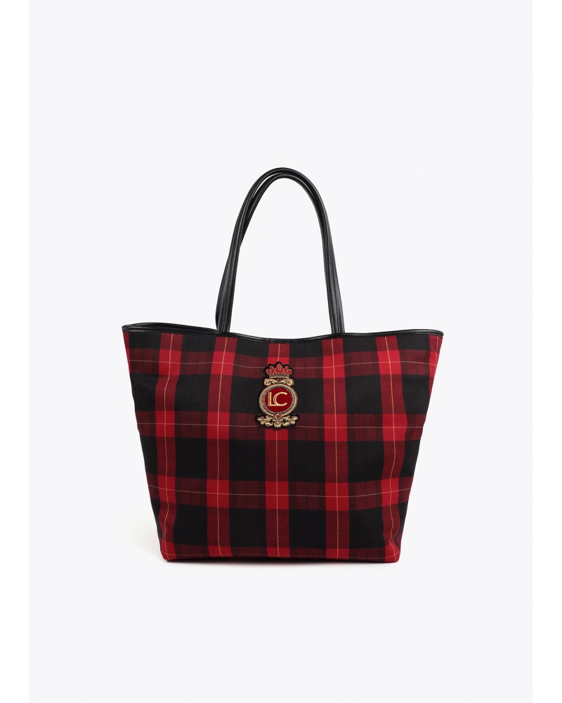 Bolso shopper cuadros con escudo de Lola Casademunt