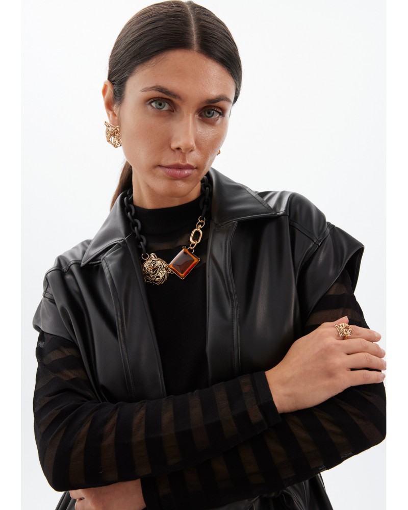 Collar corto cadena tigre y cristal de Lola Casademunt