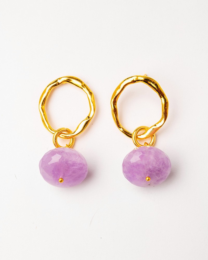 Pendientes aro con amatista lavanda de Velatti