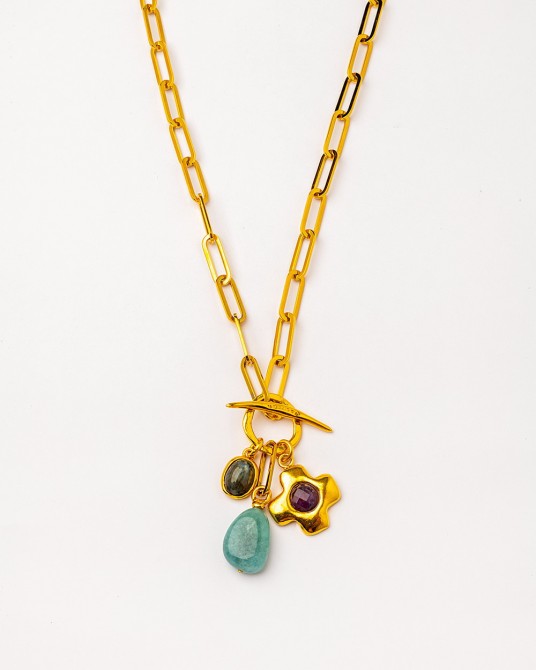 Collar largo con cadena y gemas de Velatti