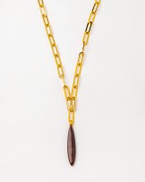 Collar largo con pieza dorada y lepidolita de Velatti