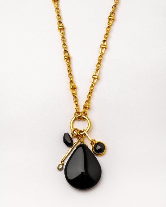 Collar largo con gemas negras de Velatti