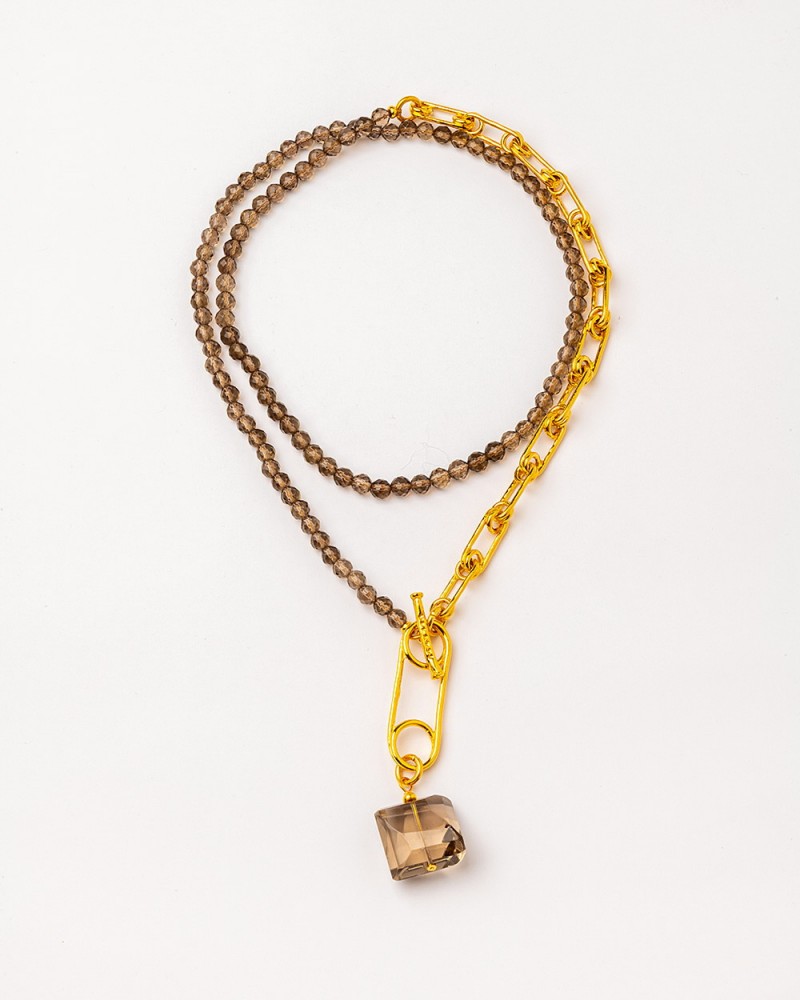 Collar largo con cuarzo ahumado de Velatti