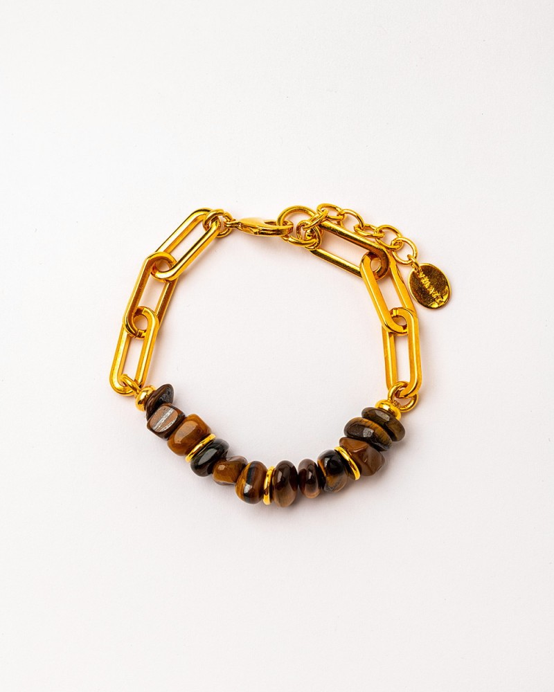 Pulsera eslabones y ojo de tigre de Velatti