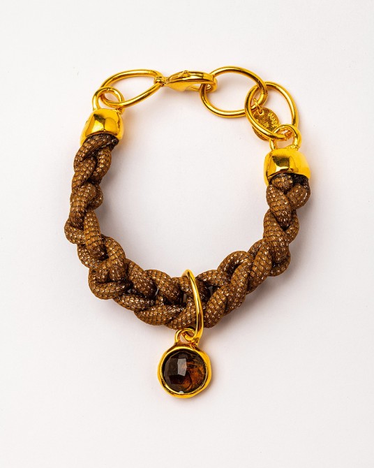 Pulsera trenzada y cuarzo ahumado de Velatti