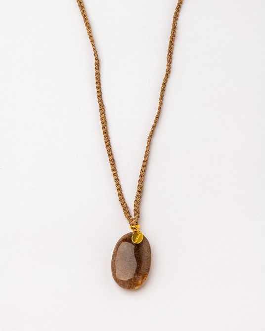 Collar largo trenzado con cuarzo marròn de Velatti