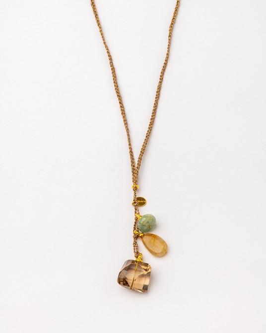 Collar largo trenzado con piedras naturales de Velatti