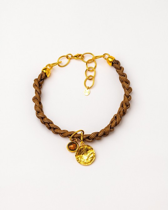 Collar corto trenzado con Cuarzo ahumado de Velatti