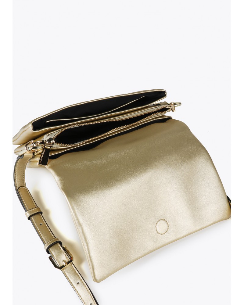 Bolso bandolera DORADO con solapa de Lola Casademunt
