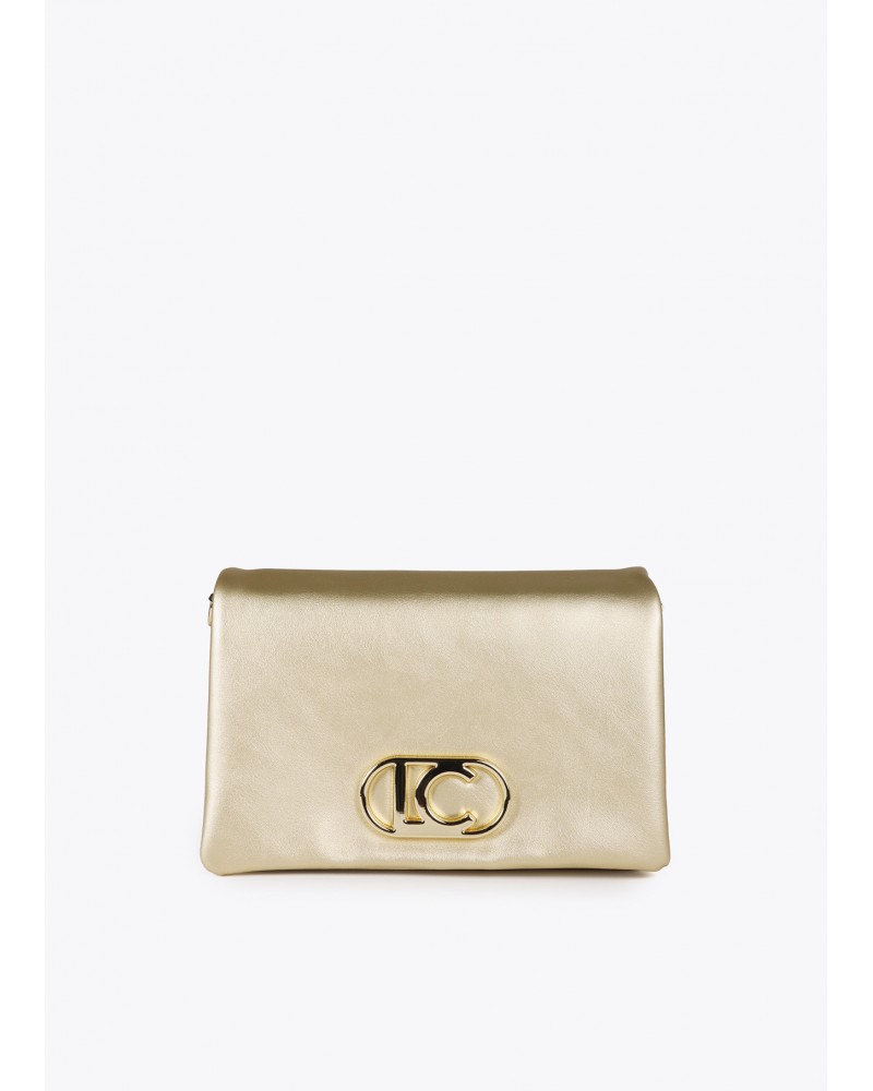 Bolso bandolera DORADO con solapa de Lola Casademunt