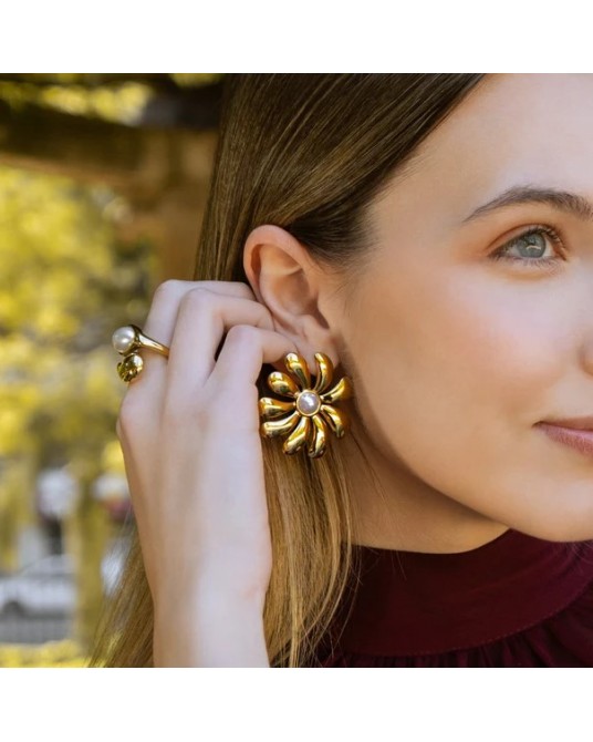 Pendientes flor con perla de Anartxy