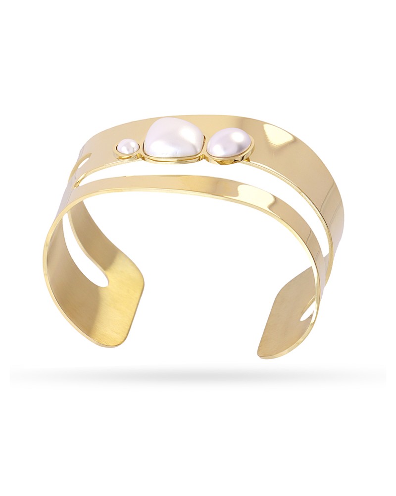 Brazalete con perlas acero de Anartxy