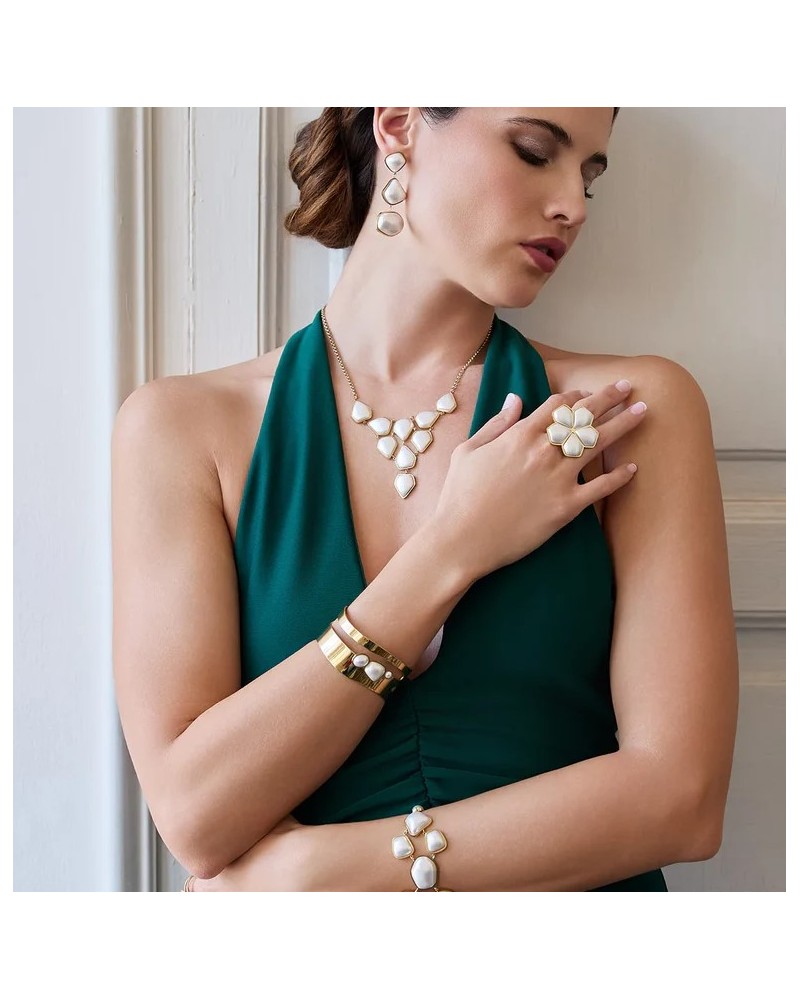 Brazalete con perlas acero de Anartxy