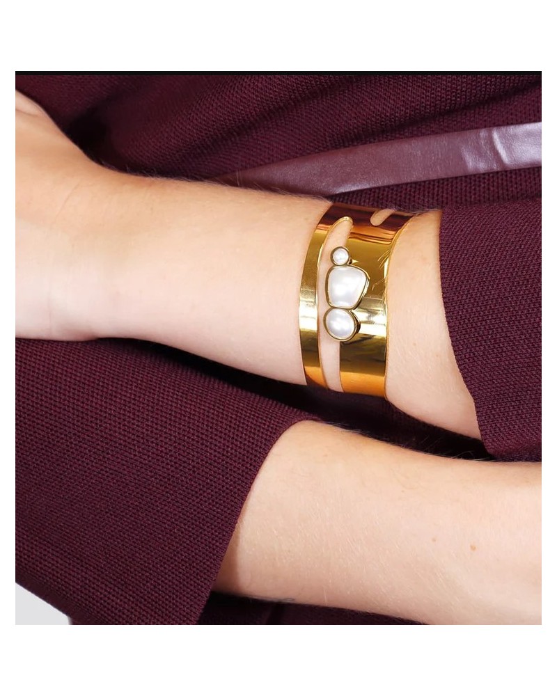 Brazalete con perlas acero de Anartxy