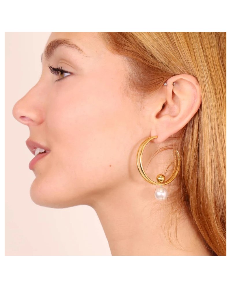 Pendientes aro con perla de Anartxy