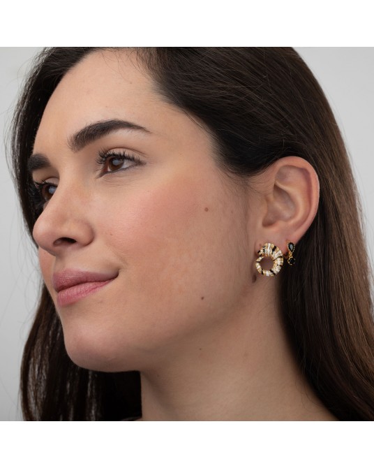 Pendientes cebra plata baño oro