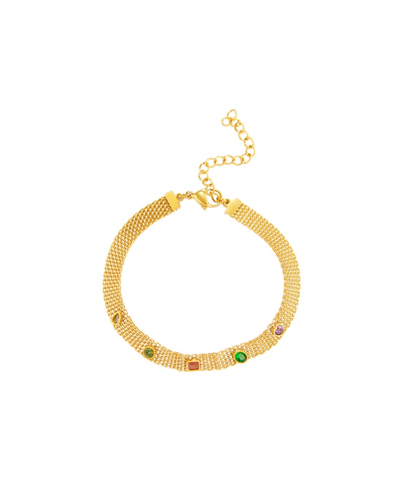 Pulsera acero con circonitas colores