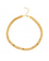 Collar acero con circonitas colores