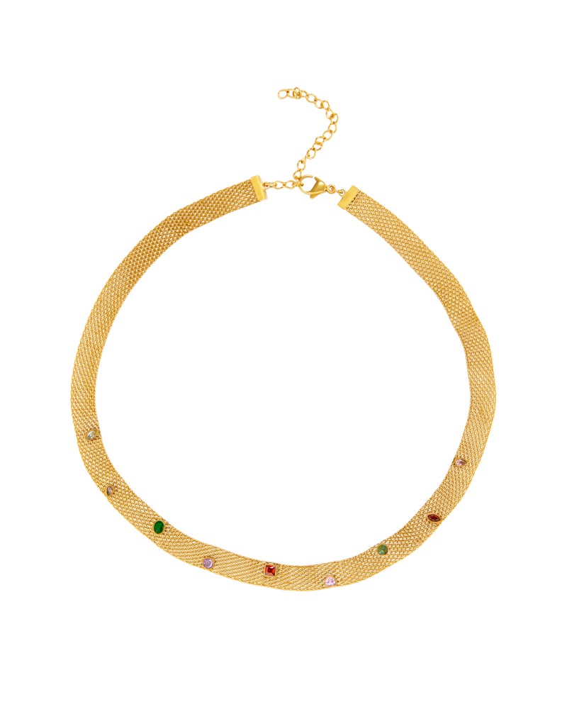 Collar acero con circonitas colores