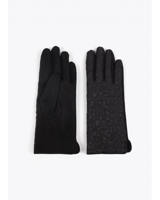 Guantes negros con logo bordado de Lola Casademunt