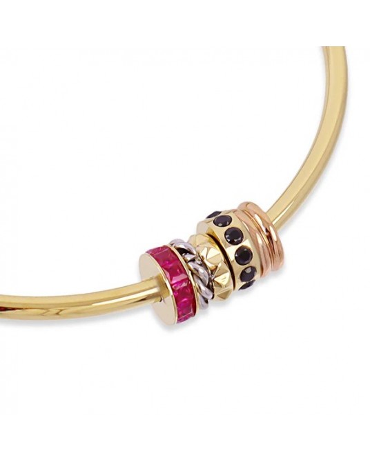 Brazalete de acero con circonitas de Anartxy