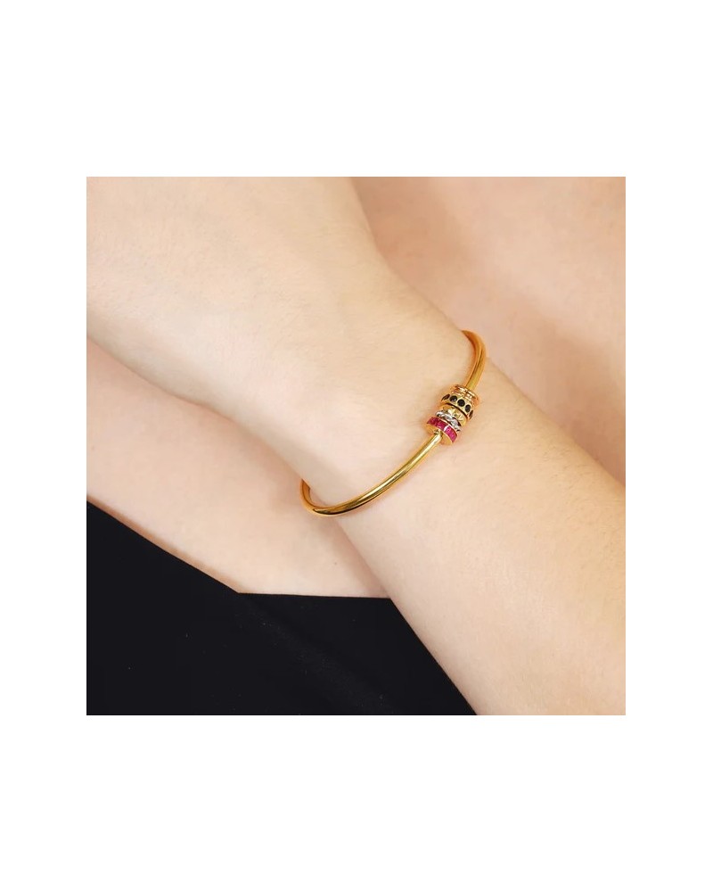 Brazalete de acero con circonitas de Anartxy