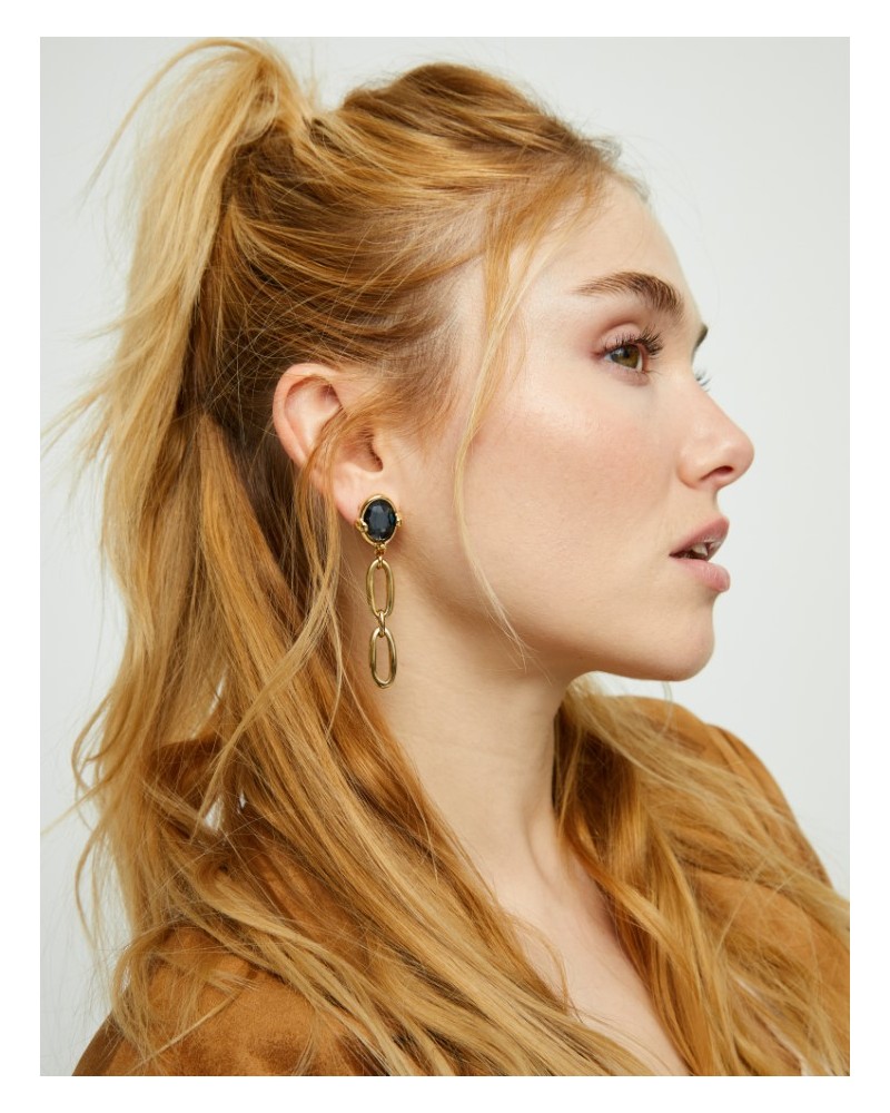 Pendientes con cristal facetado negro de UNOde50