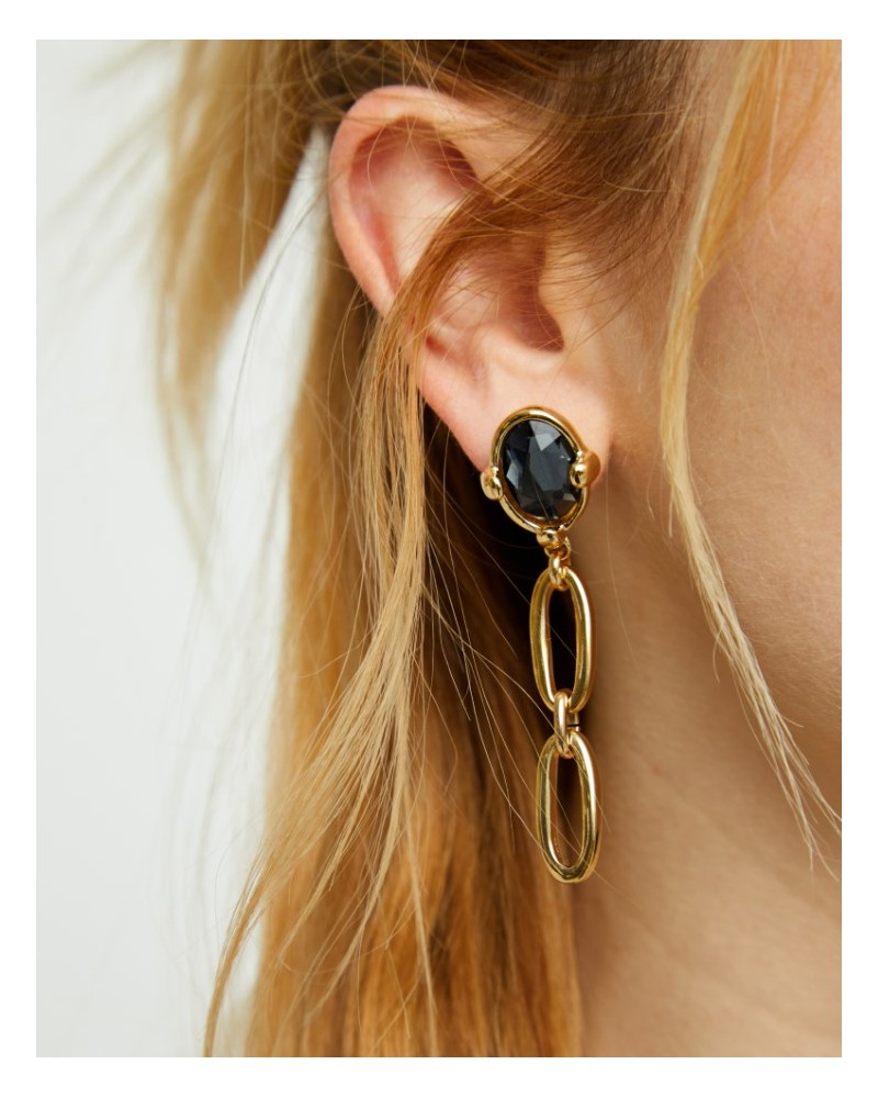 Pendientes con cristal facetado negro de UNOde50