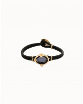 Pulsera cuero con cristal negro de UnoDe50