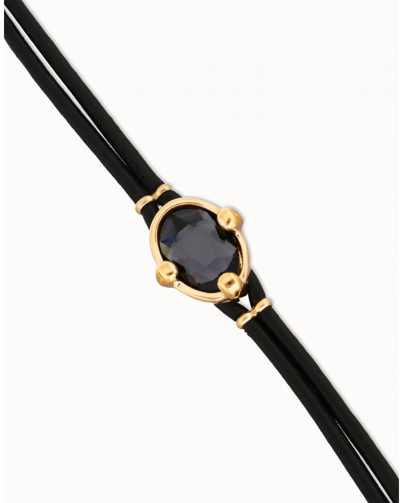 Pùlsera cuero con cristal negro de Lola Casademunt