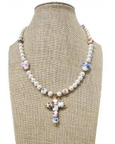 Collar perlas y cruz de ceàmica de Ssolo complementos