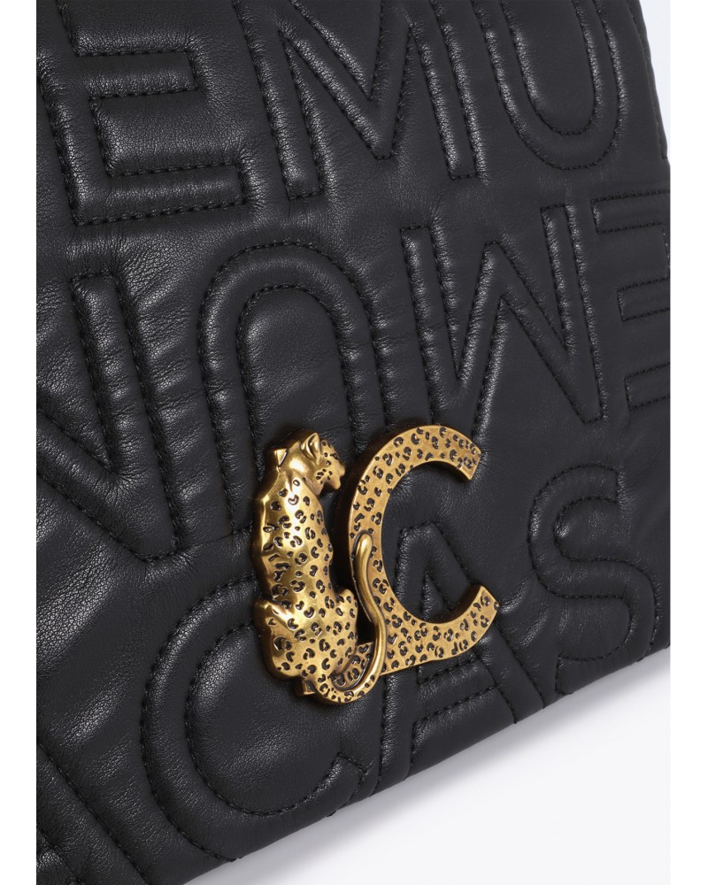 Bolso negro logotipo pespunte Lola Casademunt