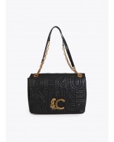 Bolso negro logotipo pespunte Lola Casademunt