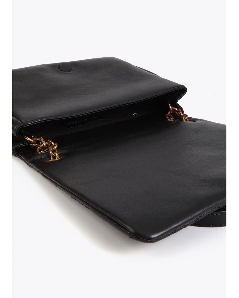 Bolso negro logotipo pespunte Lola Casademunt