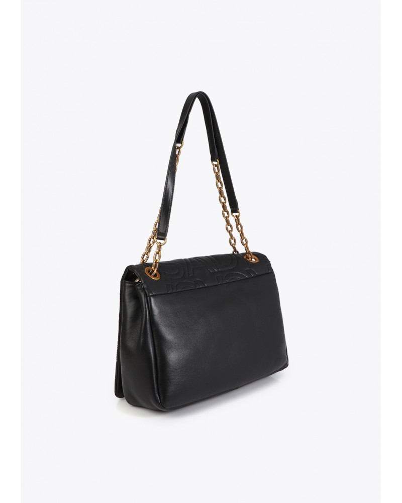 Bolso negro logotipo pespunte Lola Casademunt