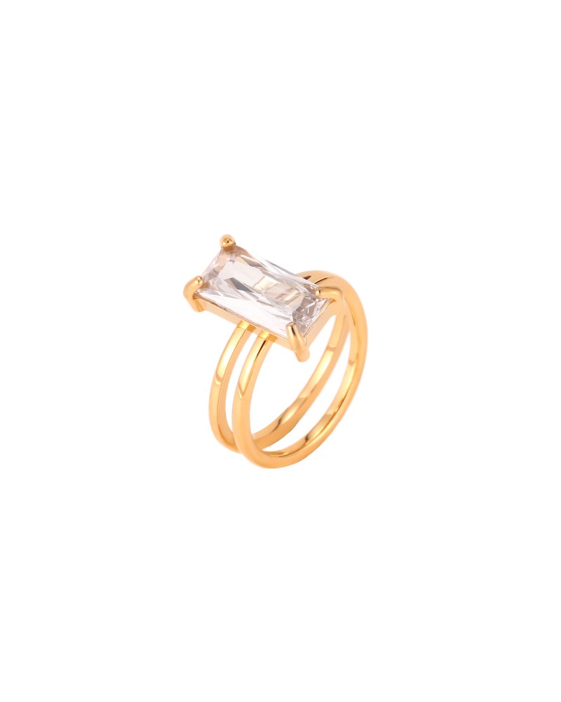 Anillo con circonita de acero