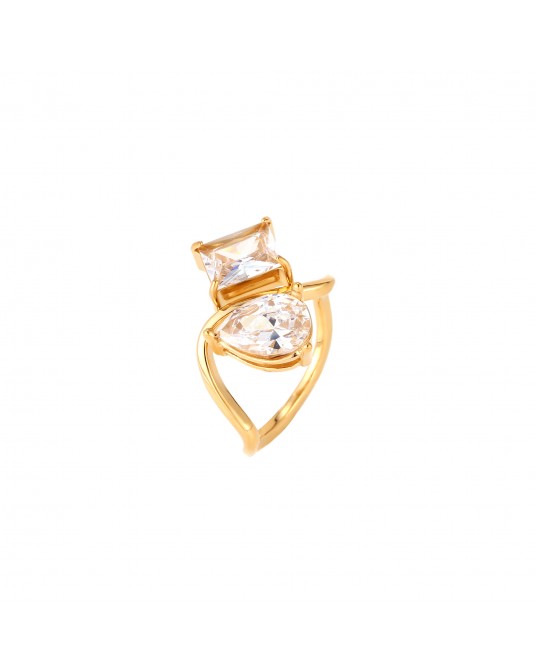 Anillo con circonitas de acero