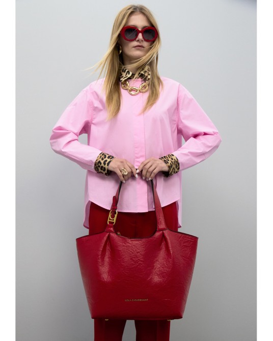 Bolso shopper rojo pliegues Lola Casademunt