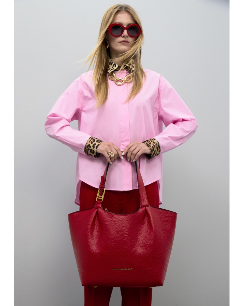 Bolso shopper rojo pliegues Lola Casademunt