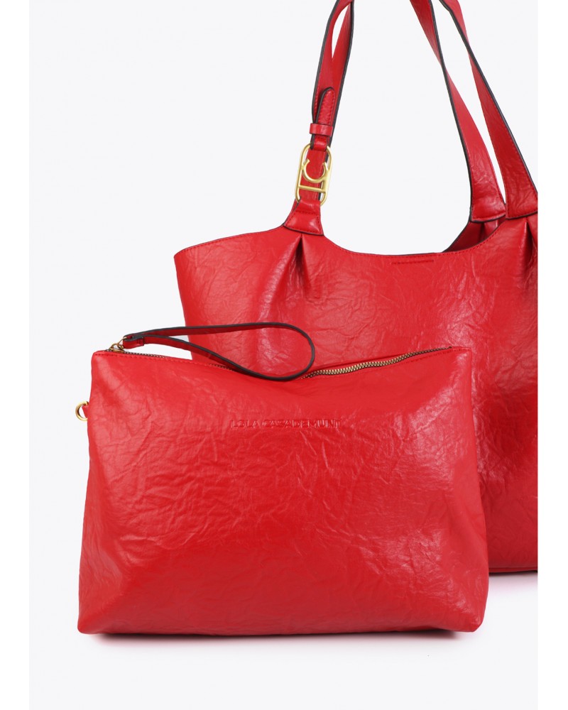Bolso shopper rojo pliegues Lola Casademunt